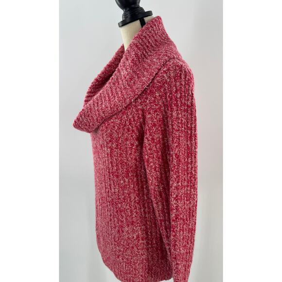 Madewell Red White Speckled Cowlneck Knit Sweater Pullover Jumper M NWT - Picture 2 of 9